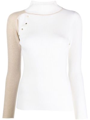 D.Exterior panelled stud-embellished jumper - White