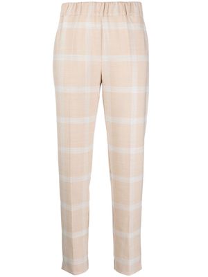 D.Exterior plaid-check print trousers - Neutrals