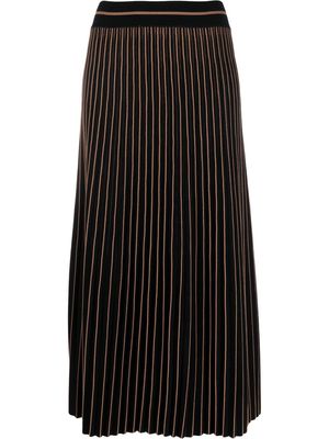 D.Exterior pleated knitted maxi skirt - Black