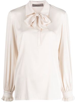 D.EXTERIOR pussy-bow fastening blouse - Neutrals