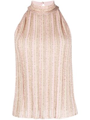 D.Exterior ribbed sleevess top - Pink