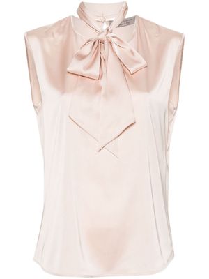 D.Exterior scarf-detail satin blouse - Pink