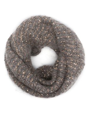 D.Exterior sequin-embellished knitted-construction scarf - Grey