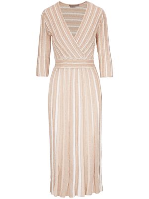 D.Exterior sequin-embellished V-neck dress - Neutrals