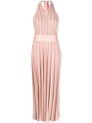 D.Exterior stripe-pattern fitted dress - Pink