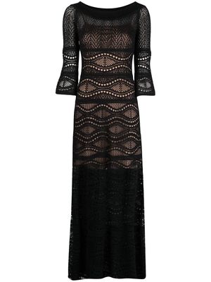 D.Exterior three-quarter open knit dress - Black