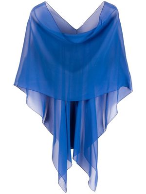 D.Exterior transparent shawl-style blouse - Blue