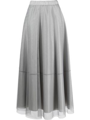 D.Exterior tulle-overlay A-line skirt - Grey