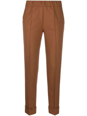 D.Exterior turn-up tapered trousers - Brown
