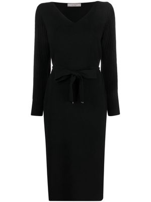 D.Exterior V-neck knitted-construction dress - Black