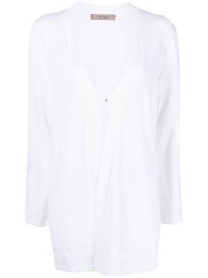 D.Exterior V-neck long-sleeve cardi-coat - White