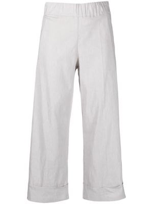 D.Exterior wide-leg elasticated-waist trousers - Grey