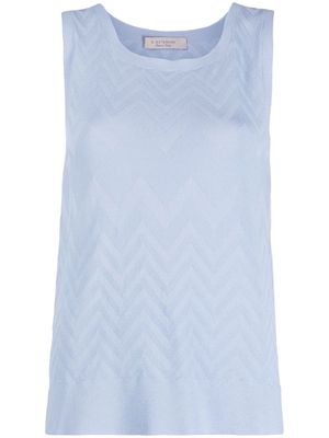 D.Exterior zig-zag knitted tank top - Blue