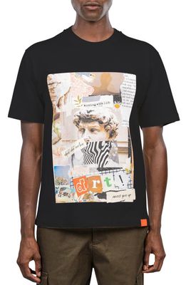 D. RT Collage Cotton Graphic T-Shirt in Black