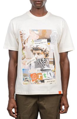 D. RT Collage Cotton Graphic T-Shirt in Cream