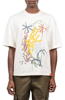 D. RT Graffiti Graphic T-Shirt in Cream