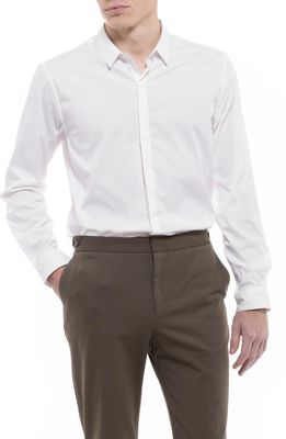 D. RT Main Solid Performance Button-Up Shirt in White