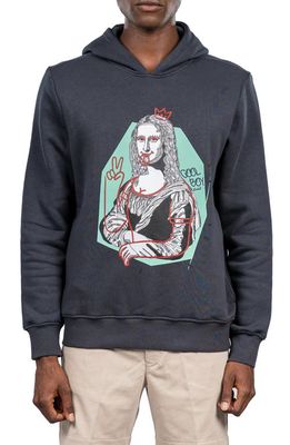 D. RT Mona Lisa Cotton Graphic Hoodie in Black