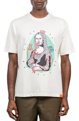 D. RT Mona Lisa Cotton Graphic T-Shirt in Cream