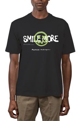 D. RT Smile More Cotton Graphic T-Shirt in Black