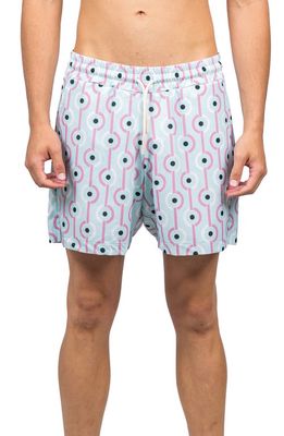 D. RT Sol Print Stretch Shorts in Navy Pink