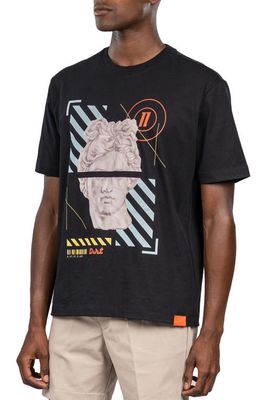 D. RT Statue Cotton Graphic T-Shirt in Black