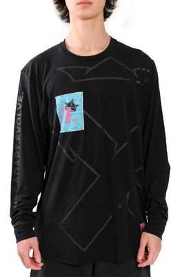D. RT Xtra Long Sleeve Graphic Tee in Black
