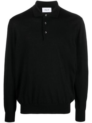 D4.0 fine-knit long-sleeve polo shirt - Black