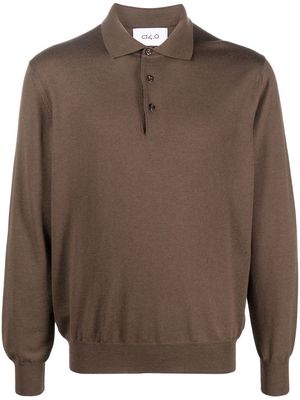 D4.0 fine-knit long-sleeve polo shirt - Brown