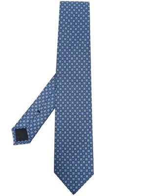 D4.0 floral-print silk tie - Blue