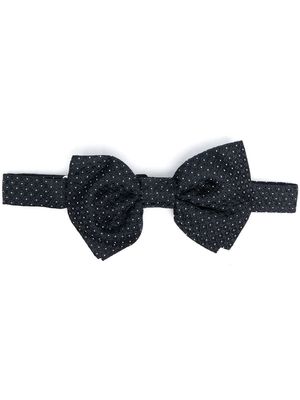 D4.0 geometric-embroidered silk bow tie - Blue