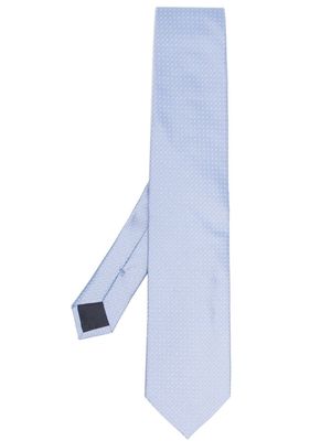 D4.0 geometric-patterned silk tie - Blue