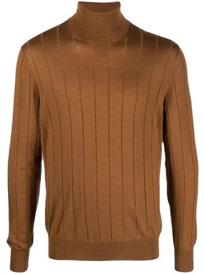 D4.0 high-neck ribbed-knit jumper - Brown