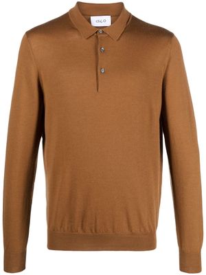 D4.0 long-sleeve knitted wool polo shirt - Neutrals