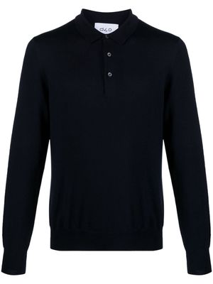 D4.0 long-sleeve virgin wool polo shirt - Black