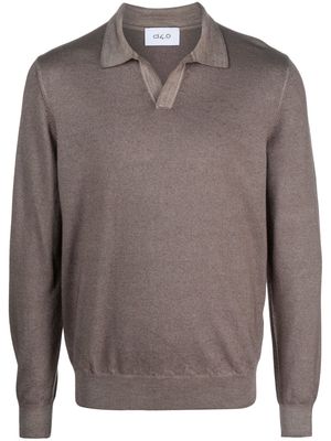 D4.0 long-sleeve virgin wool polo shirt - Brown