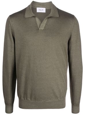 D4.0 long-sleeve virgin wool polo shirt - Green