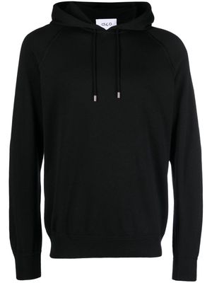D4.0 raglan-sleeves drawstring hoodie - Black