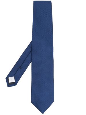 D4.0 textured silk tie - Blue