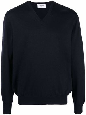 D4.0 V-neck knitted jumper - Blue