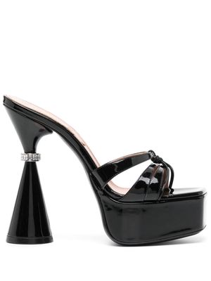 D'ACCORI 150mm leather platform sandals - Black
