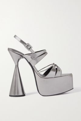 D'Accori - Belle Metallic Glossed-leather Platform Sandals - Silver