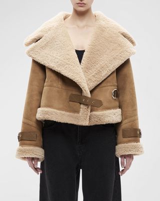Daia Shearling Top Coat with Belted Detail