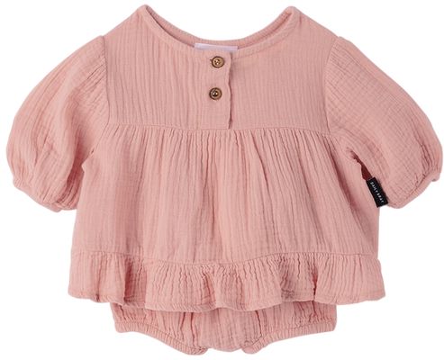 Daily Brat Baby Pink Frill Blouse & Bloomers Set