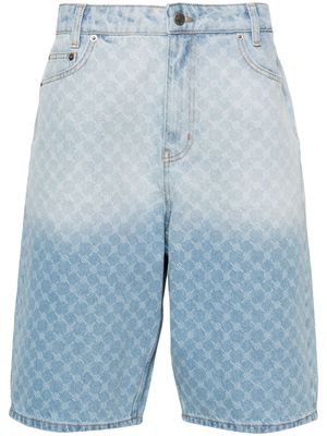 Daily Paper faded monogram-pattern denim shorts - Blue