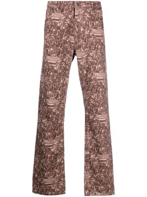 Daily Paper graphic-print straight-leg trousers - Brown