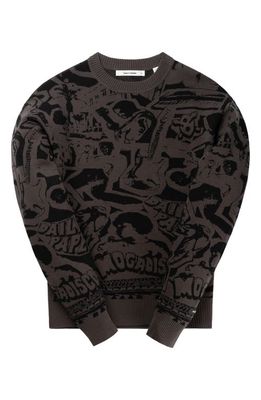 DAILY PAPER Hogba Intarsia Sweater in Ash Grey/Black