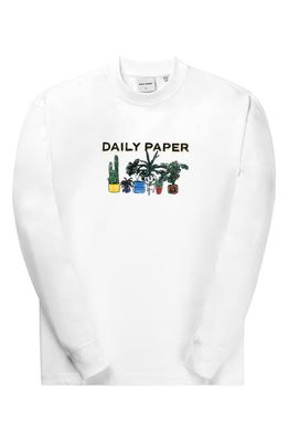 DAILY PAPER Holman Long Sleeve Cotton Graphic Tee in White