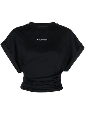 Daily Paper logo-embroidered cropped T-shirt - Black