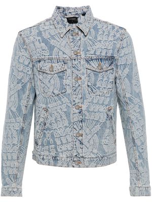 Daily Paper monogram-jacquard denim jacket - Blue